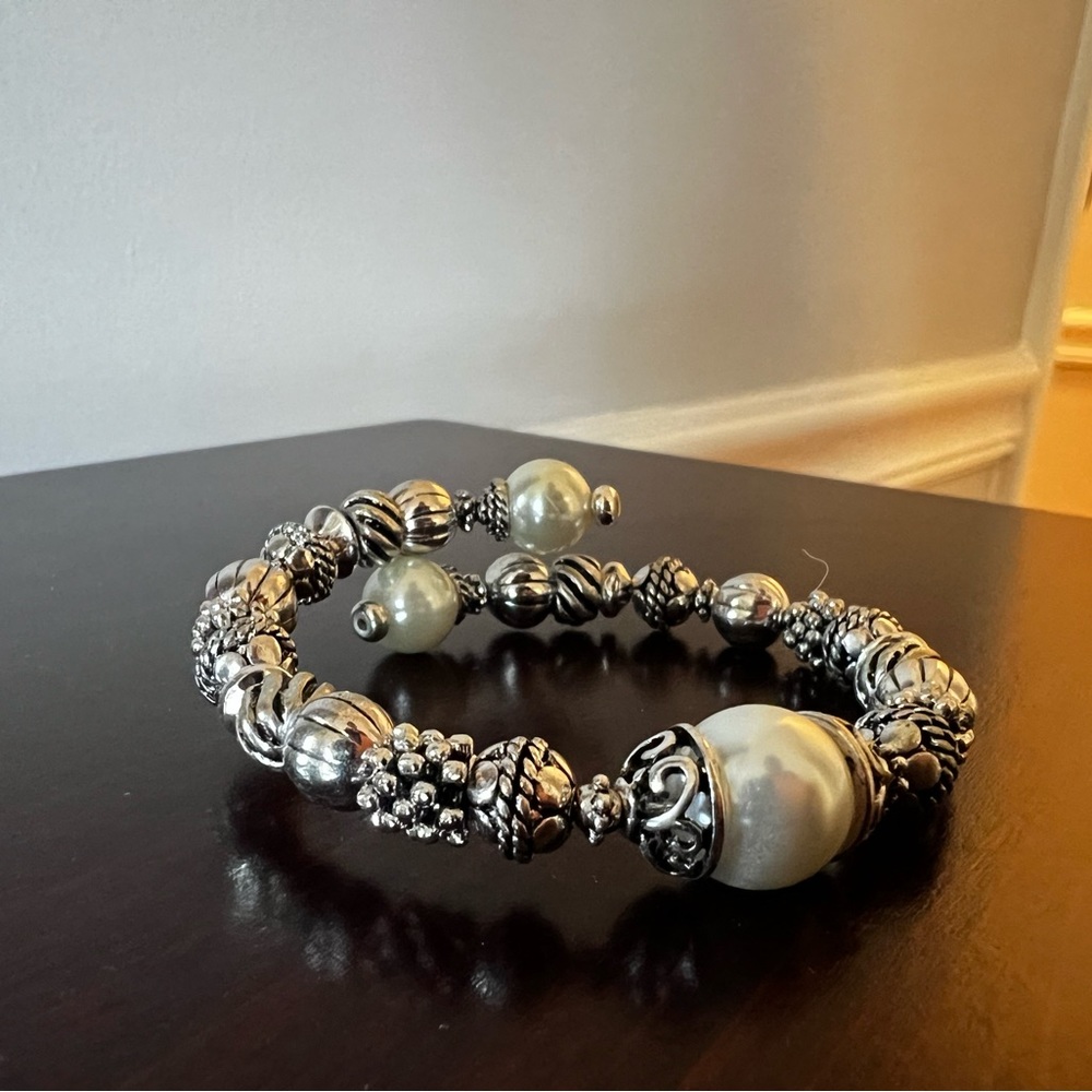 Silver Bracelet with Eclectic Beads